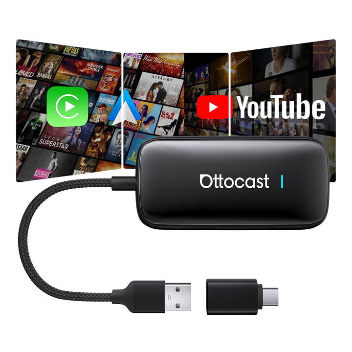 OTTOCAST Play2video Ultra 2026 Upgrade, kabelloser CarPlay & Android Auto Adapter mit YouTube/Netfli