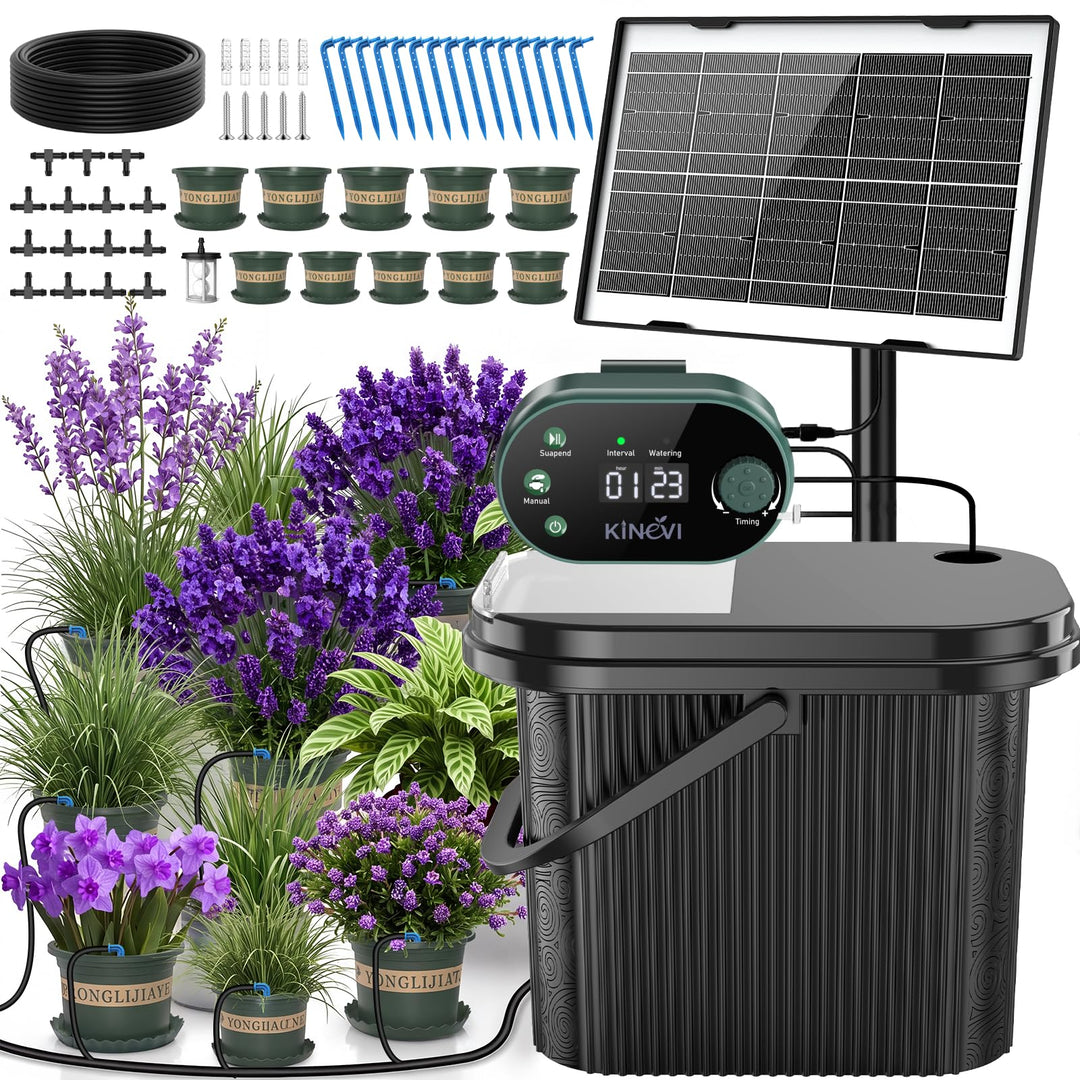 Solar Bewässerungssystem, Garten Automatisches Bewässerungs mit 22 Modi Timer, 15M Schlauch &amp; 15 Tro