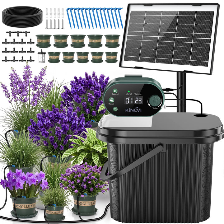 Solar Bewässerungssystem, Garten Automatisches Bewässerungs mit 22 Modi Timer, 15M Schlauch &amp; 15 Tro