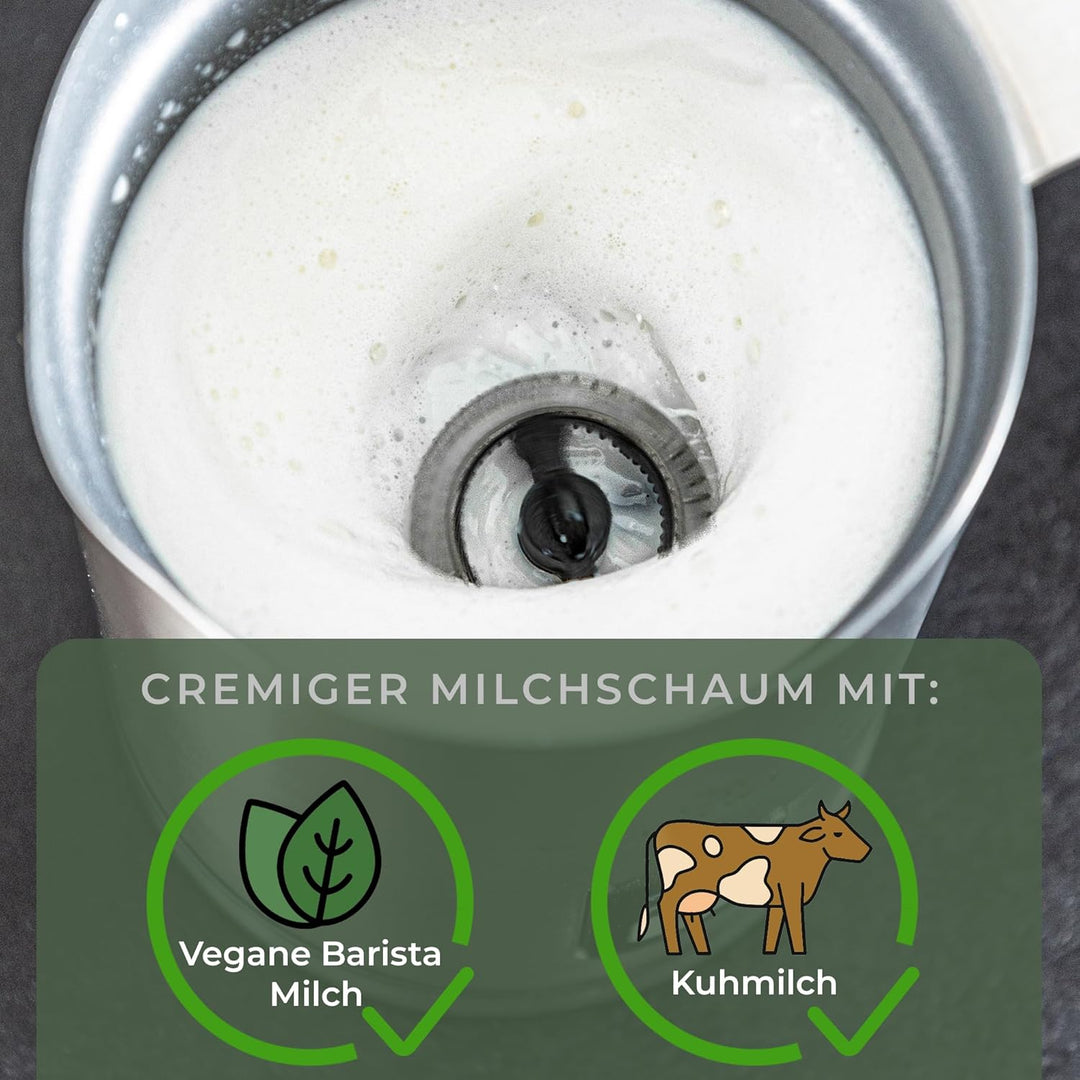 WALDWERK Milchaufschäumer aus 304 Edelstahl und Eichenholz - Milchaufschäumer elektrisch für perfekt
