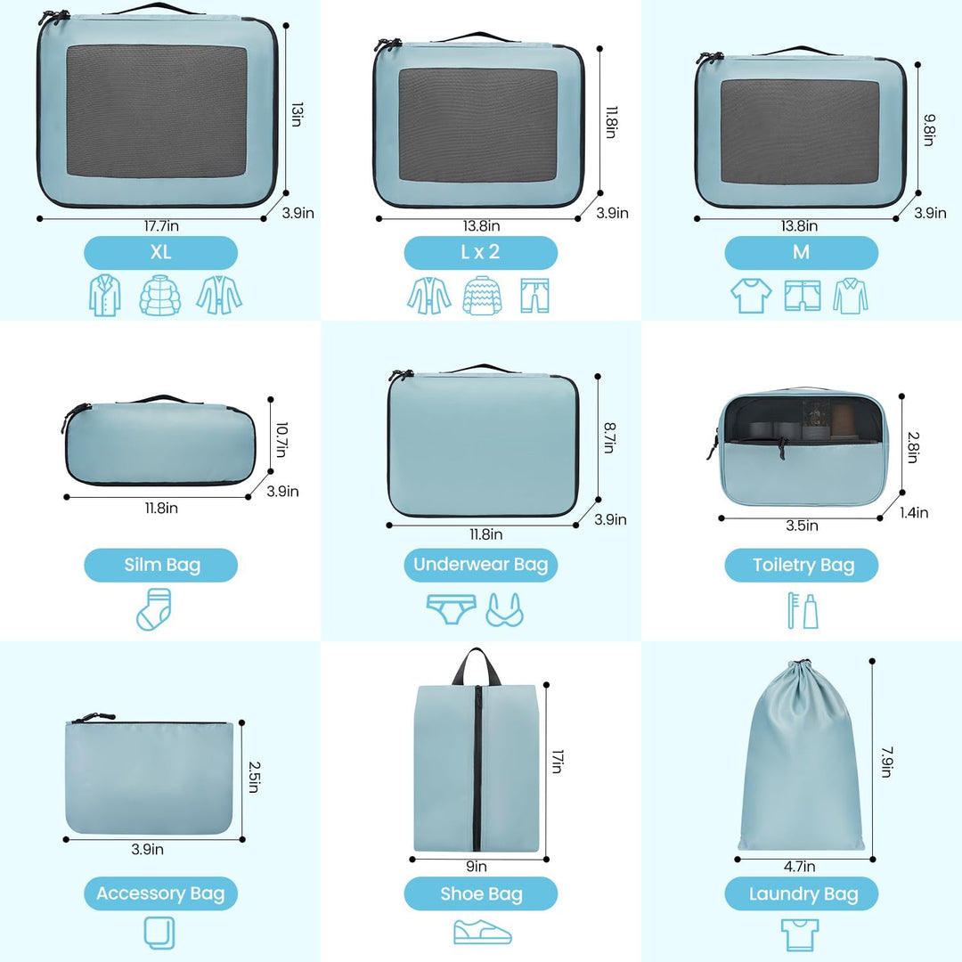 Packing Cubes for Suitcase 10 Set, Leichtgewichtige Gepäck Packing Organizer Packing Cubes für Reise