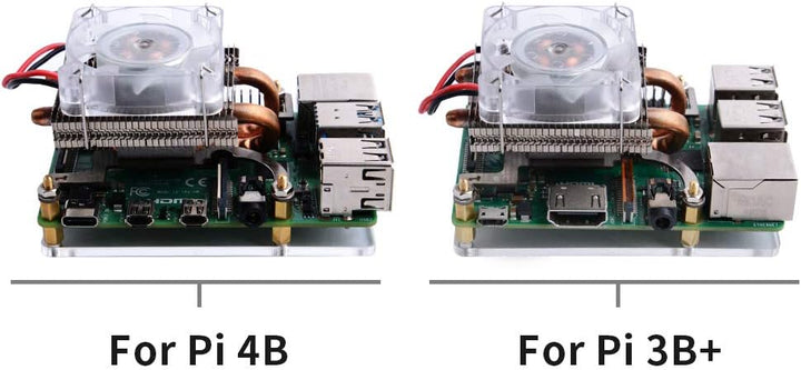 GeeekPi Raspberry Pi Low-Profile CPU Kühler, Raspberry Pi Horizontal Ice Tower Cooler, RGB PWM Cooli