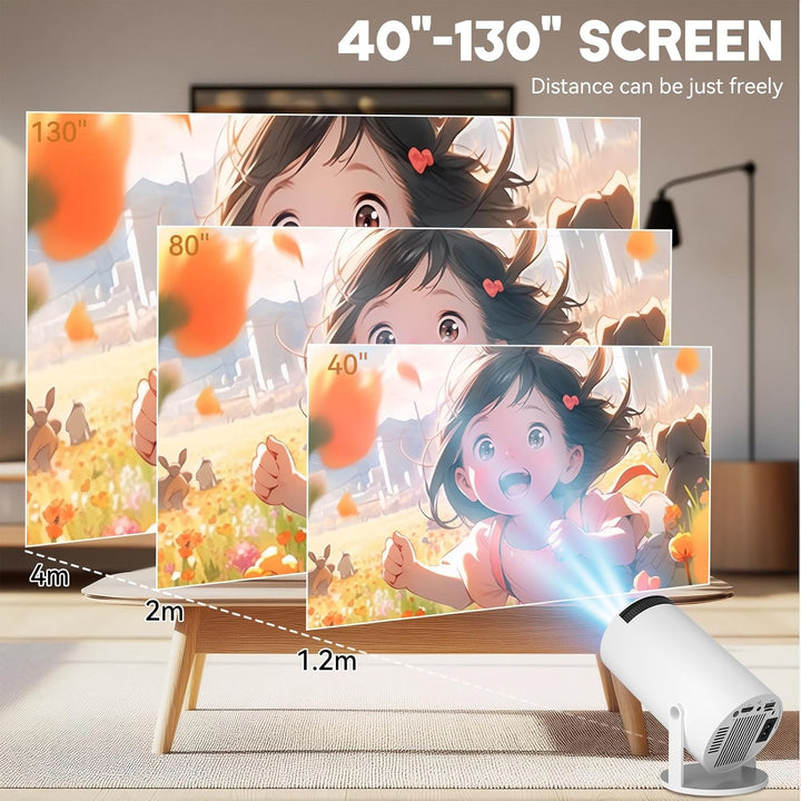 Qoosea Mini Beamer mit 2 Joystick 4K Bluetooth 5.2 Tragbarer Spiel Projektor 180° Drehbarer Android