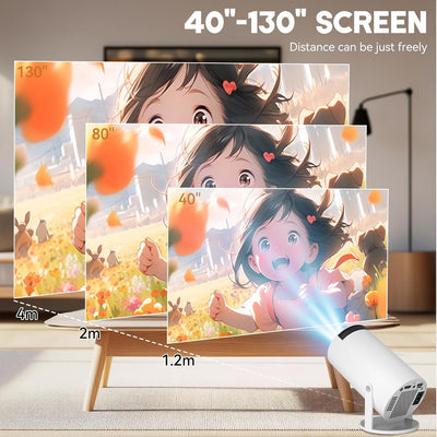 Qoosea Mini Beamer mit 2 Joystick 4K Bluetooth 5.2 Tragbarer Spiel Projektor 180° Drehbarer Android