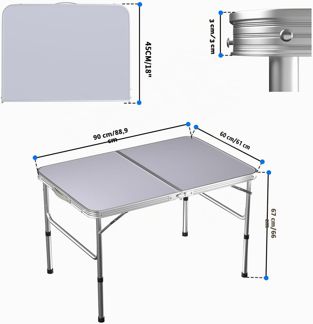90cm Faltbarer Campingtisch, tragbarer Faltbarer Picknicktisch mit stabilen Aluminiumbeinen und Trag