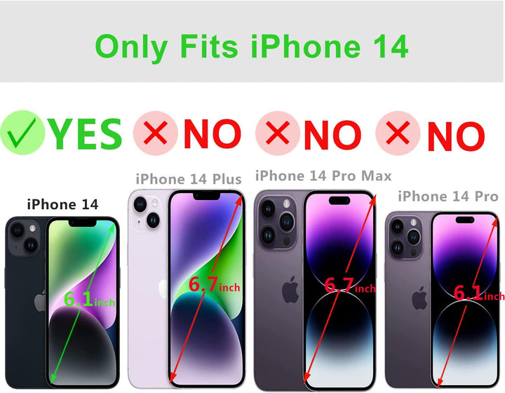 LENSUN Echtleder Hülle für iPhone 14, Leder Handyhülle [Kartenfach][Magnetverschluss][RFID Schutz] H