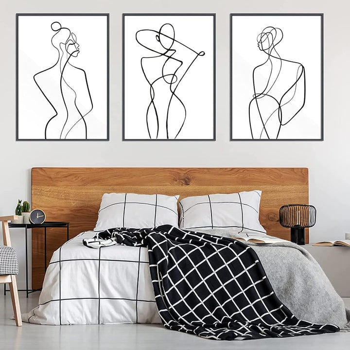 LXTOPN Moderne Wandbilder Poster, Minimalistische Abstrakt Bild Set Line Art Bilder, 3er Poster Set