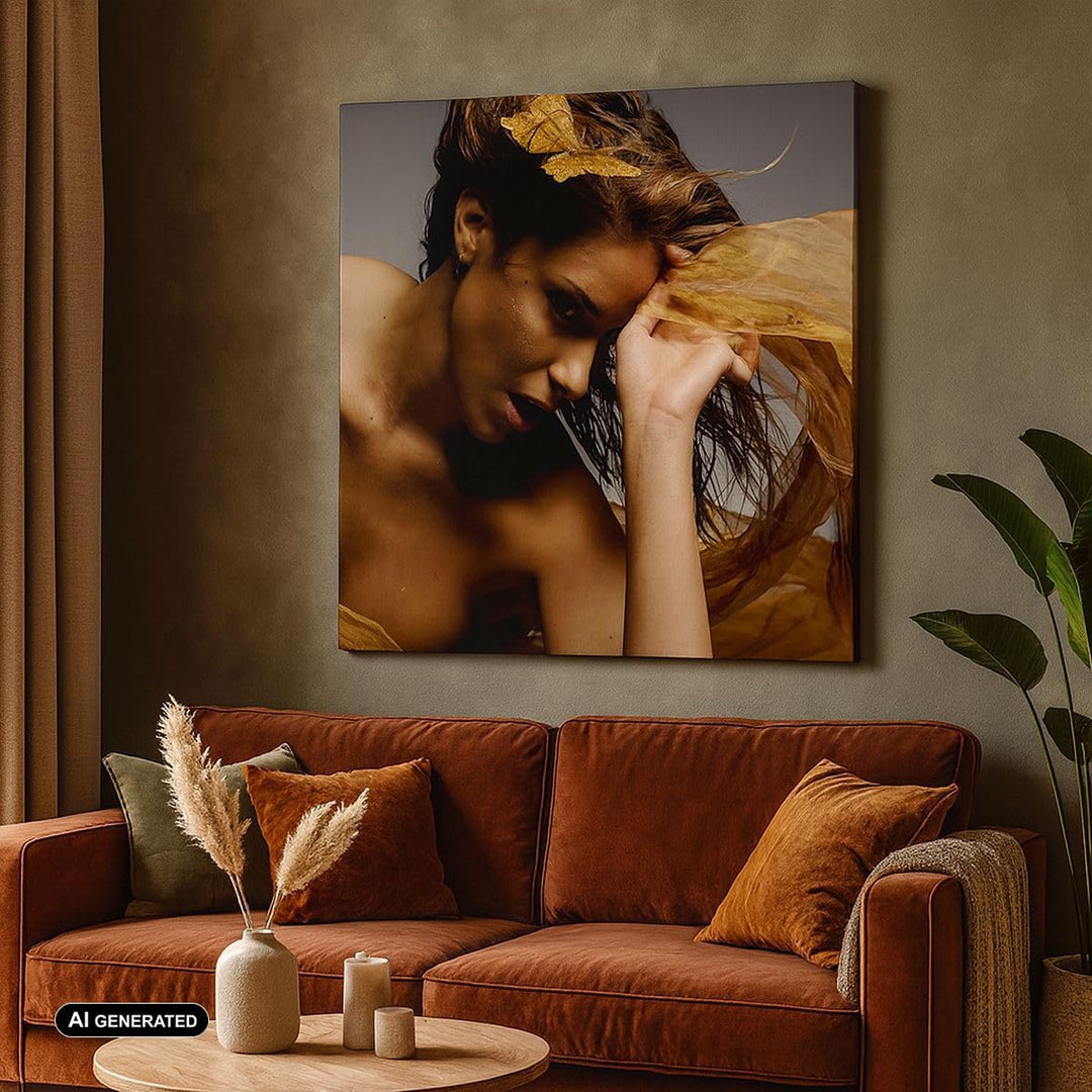 Bilder auf Leinwand 70x70cm Leinwandbild mit Rahmen Frau Pose Tanzen Gross Wanddeko Bild Schlafzimme
