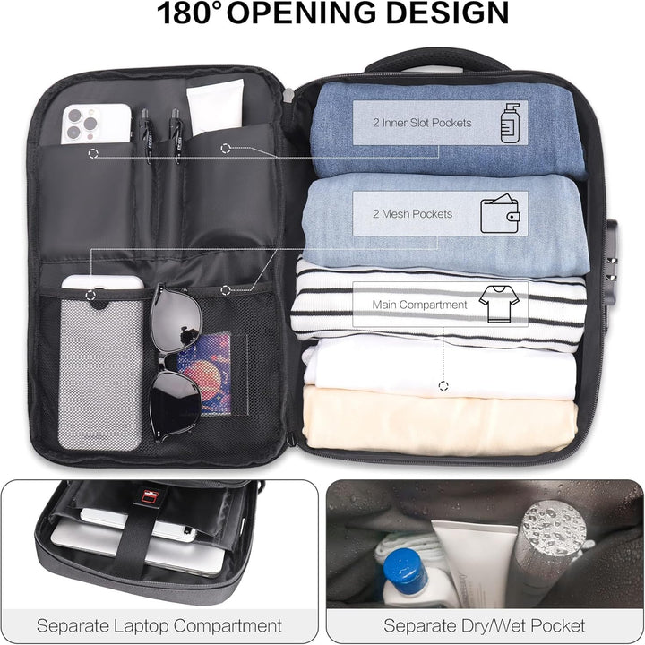 YOUNGOA Handgepäck 40x20x25 Reiserucksack Reisetasche für Ryanair Flugzeug mit LaptopFach 20L YG063