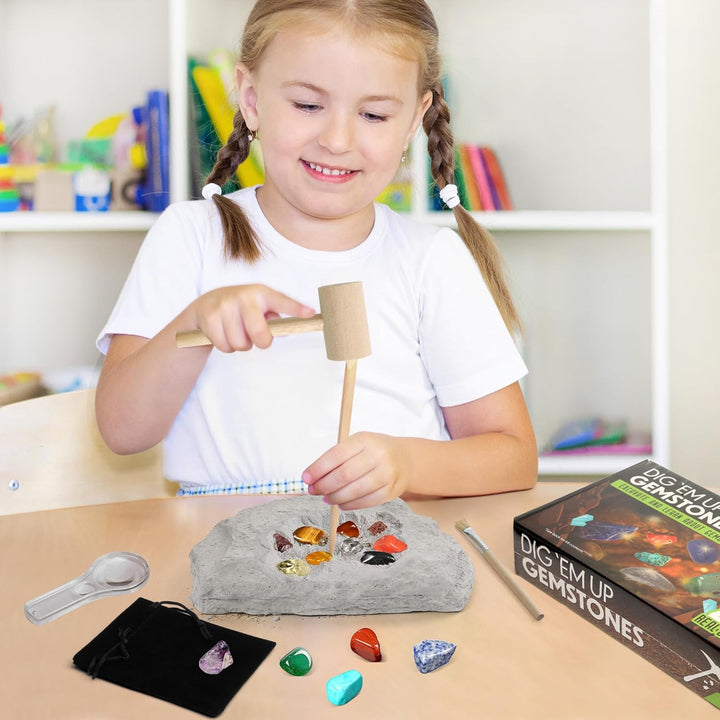 LotFancy Ausgrabungsset für Kinder, 20 Echte Edelsteine Ausgraben für Kinder ab 8 9 10 Jahren, Gesch