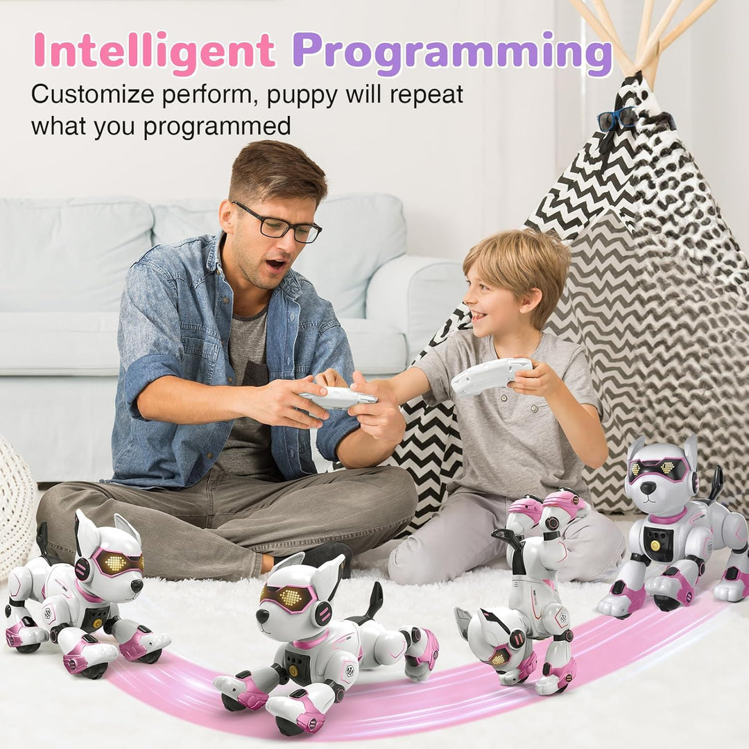 PRANITE Roboter Hund, Programmierbarer Roboterhund Kinder Ferngesteuerter Spielzeug, Wiederaufladbar