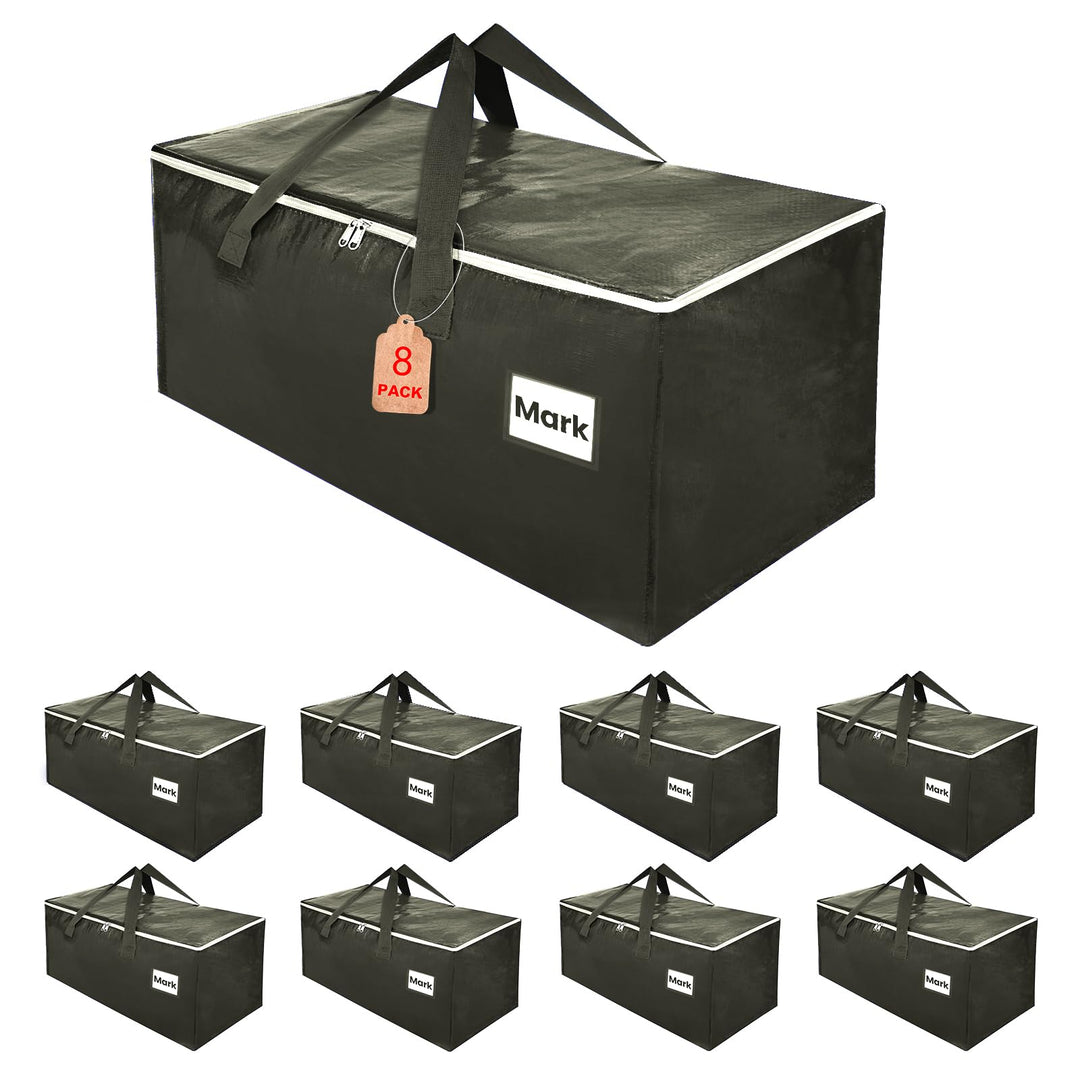 Umzugstaschen 93-Liter, 8er-Pack Aufbewahrungstaschen mit Reissverschluss, Umzugskartons Heavy Duty