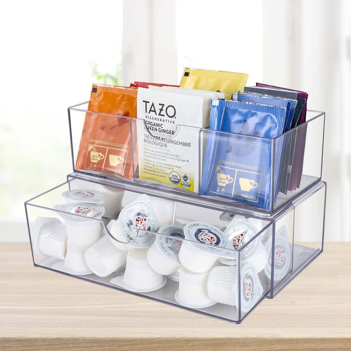 Kosmetik Organizer 2 Set, Make Up Schminkaufbewahrung mit Schubladen Transparent, für Eyeliners Lipp