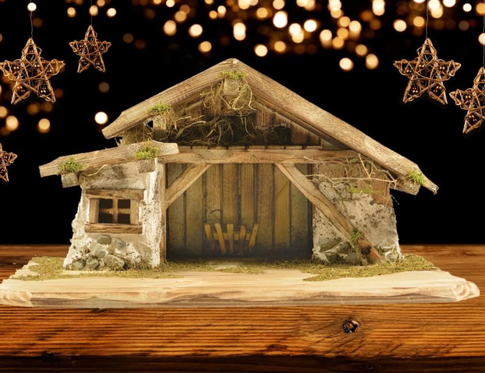 Riffelmacher 78450 - Krippen-Stall Bayrischzell, Grösse 63 x 35 cm, aus Holz, Weihnachts-Krippe, Sta