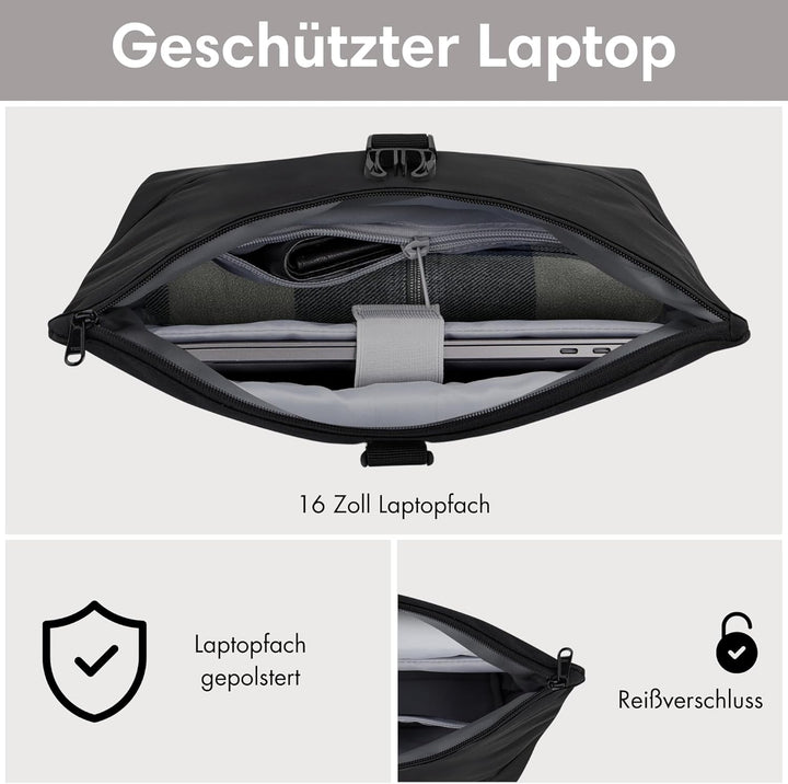 LARKSON Rucksack Damen & Herren - Tammo - Rolltop Daypack für Arbeit Uni Fahrrad - Backpack mit 16 Z