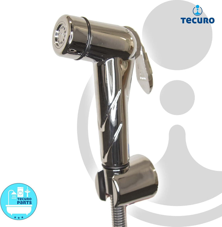 tecuro Bidet WC Handbrause Set SHATTAF, chrom, 1-strahlig, 1,20 m Schlauch und Wandhalter - T1401C,