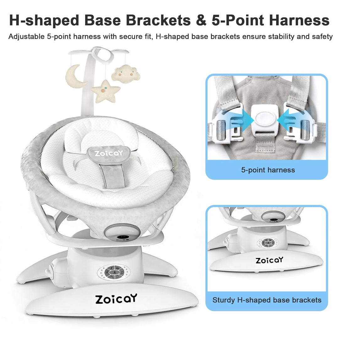 Baby wippe Zoicay 3-in-1 Babywippe Elektrisch für Neugeborene mit 9 modi 360° Drehbar und Schaukel A