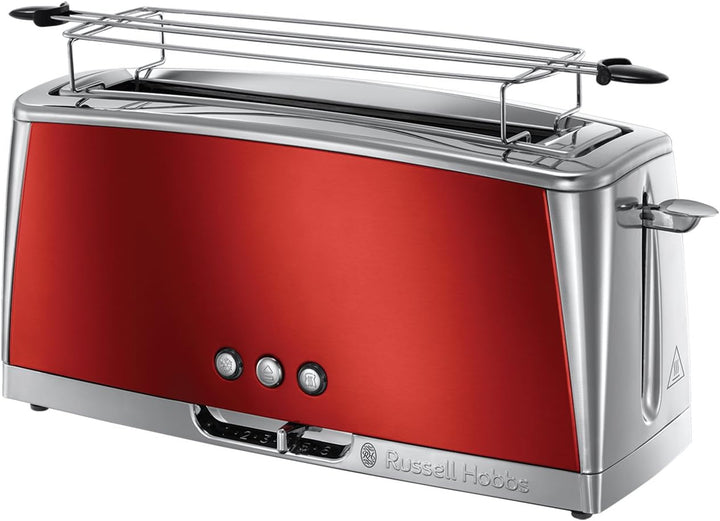 Russell Hobbs Toaster [Langschlitz für 2 Scheiben / 1 breite Brotscheibe] Luna Edelstahl Rot (extra