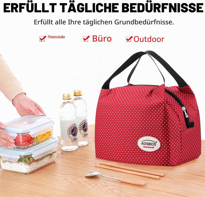 AOSBOS Kleine Kühltasche für unterwegs Lunchtasche Faltbar Lunchbag Kühltaschen Lunch Bag Damen Pick