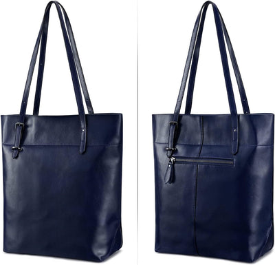 S-ZONE Damen Echtleder Tasche Shopper Gross Tote Handtasche Henkeltasche (D-knallblau) Königsblau, K