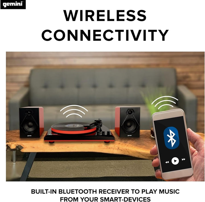 Gemini TT-900 - RED | Plattenspieler mit Soundsystem - Bluetooth - Komplettsystem