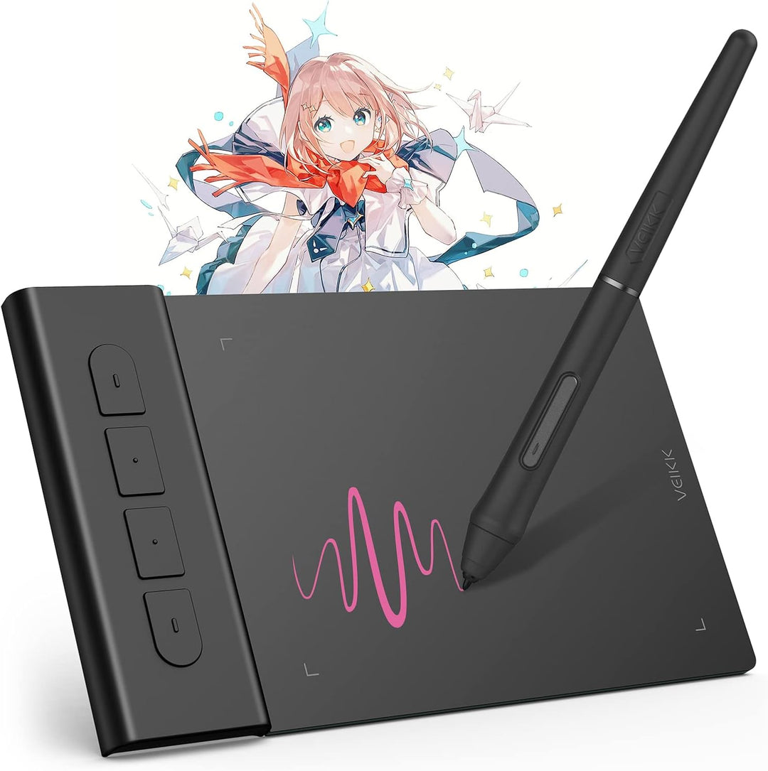 OSU Tablet VEIKK Grafiktablett VK430 4x3 Zoll,Batterielosem Stylus mit 290RPS Berichtsrate, 8192 Dru