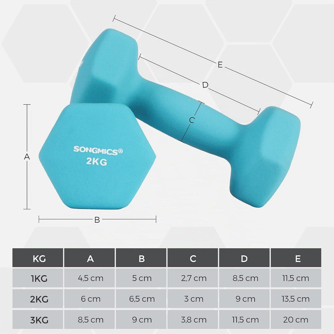 SONGMICS Hanteln, Hantelset 2 x 5 kg, Kurzhanteln mit Hantelständer 2 x 1 kg, 2 x 2 kg, 2 x 3 kg, Kr