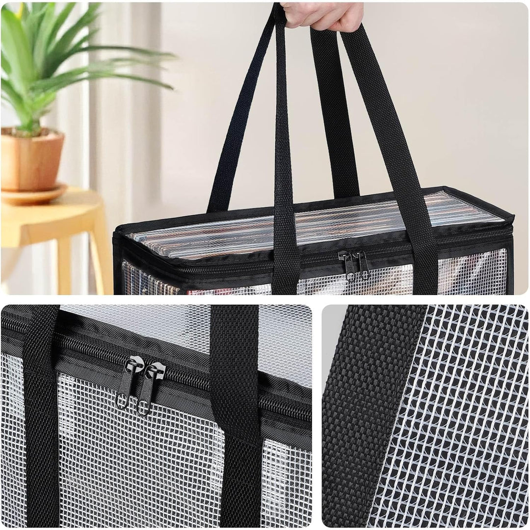 Facmogu LP Vinyl Record Storage Bag (3 Pack), Clear Record Storage Cases für ca. 110 Alben Lagerung