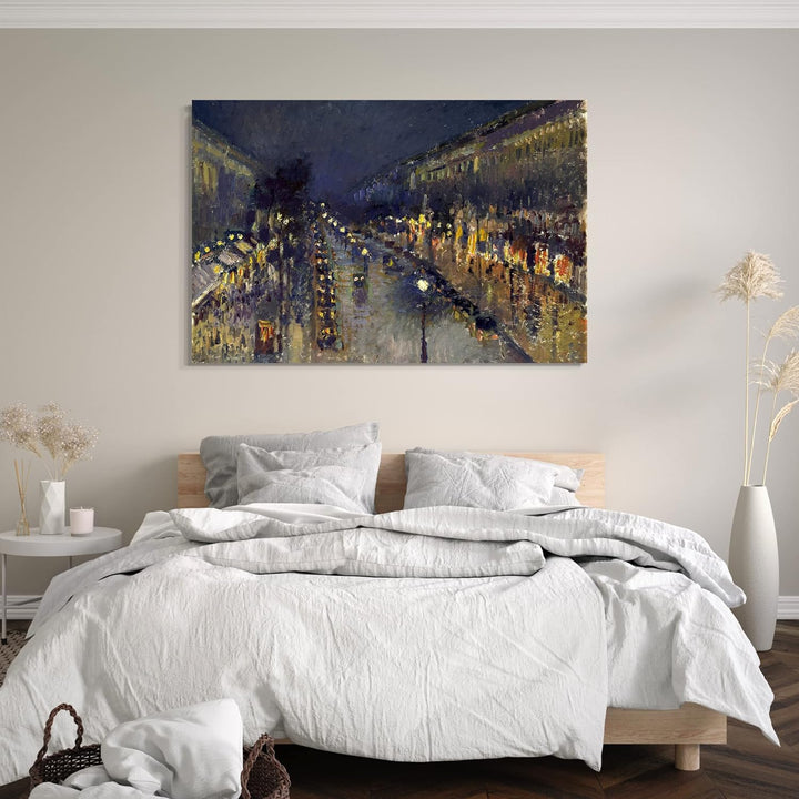 Printed Paintings Leinwand (80x60cm): Camille Pissarro - The Boulevard Montmartre at Night 80x60 cm,