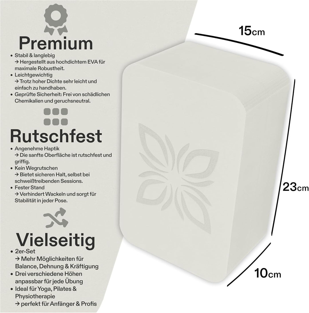 RAISE™ Yoga Block EVA 2er Set – Yogablock rutschfest & superleicht – Hochdichter Schaumstoff, stabil
