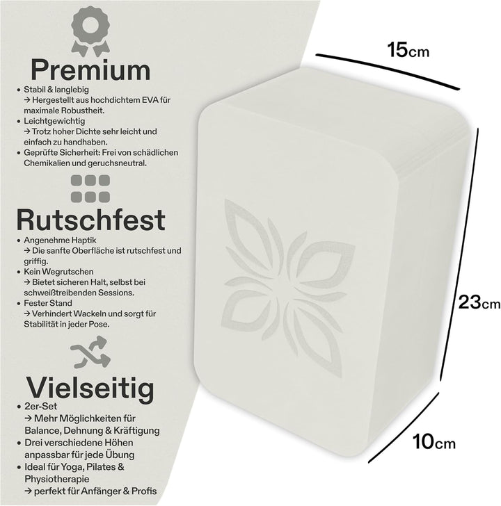 RAISE™ Yoga Block EVA 2er Set – Yogablock rutschfest & superleicht – Hochdichter Schaumstoff, stabil