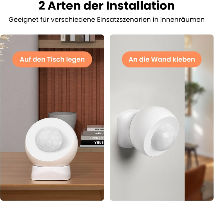 MIUCDA Zigbee Smart Bewegungsmelder Indoor, Zigbee Hub Erforderlich, Bewegungssensor Einstellbares E