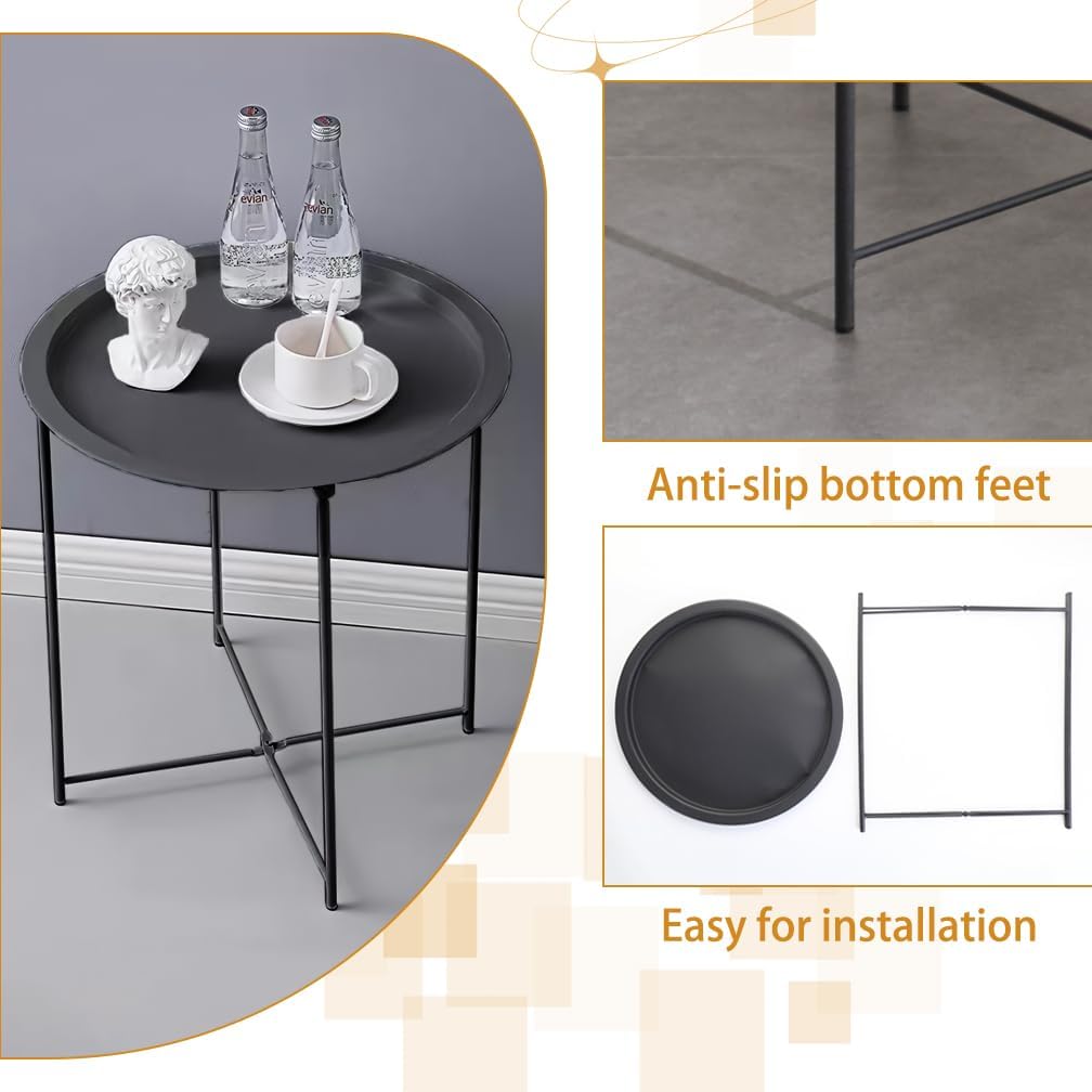 Hershii Dreibein Campingtisch mit Aluminiumbeine und Tischplatte aus Kunststoff Kleiner Picknicktisc