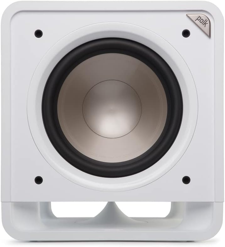 Polk Audio HTS 10 Aktivsubwoofer für Heimkino Soundsysteme und Musik, 10" Bass Box, 200 Watt, Weiss