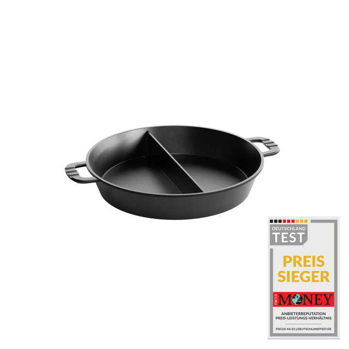 AMT Gastroguss "Klaus grillt Grossraum - Grillpfanne für Garten und Grill mit Mittelsteg, Ø 50 cm, 7