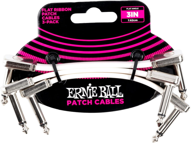 Ernie Ball Flachband-Patchkabel, 3er-Pack, 7,62 cm, Weiss Weiss 7,6 cm 3 Stück, Weiss 7,6 cm 3 Stück