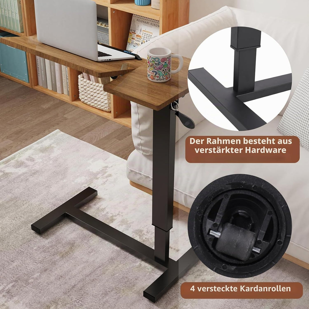 FATIVO Beistelltisch Höhenverstellbar Betttisch Klappbar: 73.5-97 cm Pflegetisch mit Rollen Laptopti