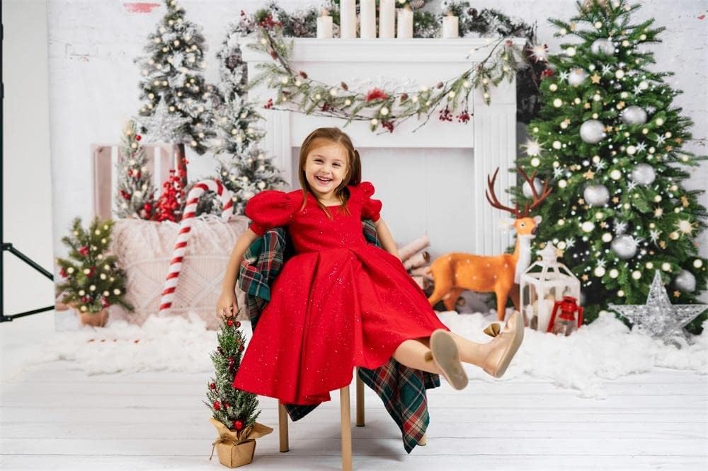 Kate 7x5ft/2,2x1,5m Hintergrund für Weihnachten Weisser Backstein Hintergrund für Kinder Fotografie