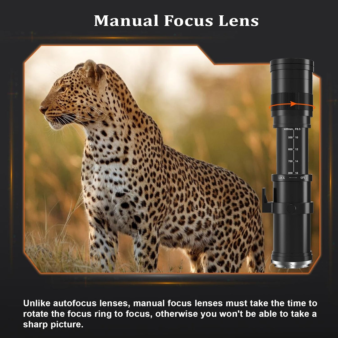 Teleobjektiv für Sony E, 420-800mm Zoomobjektiv, Manueller Fokus (MF) für Sony A7C A7R A7S A7 A9 A67