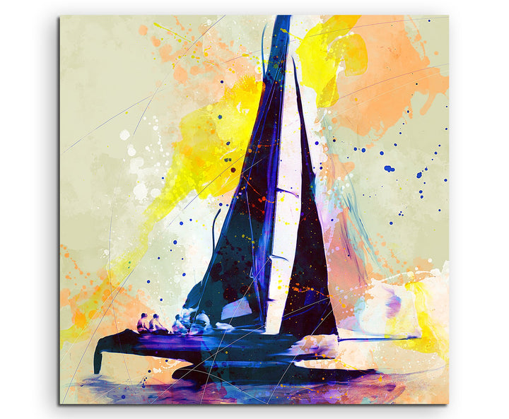 Katamaran I 60x60cm Wandbild SPORTBILD Aquarell Art tolle Farben von Paul Sinus