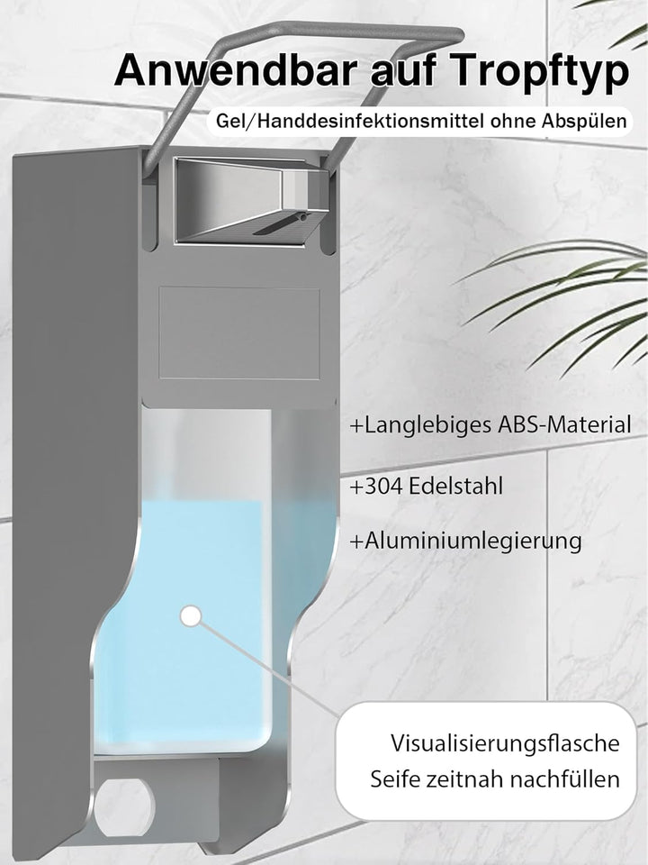 OVAS HOO Desinfektionsspender Wand Aluminium Seifenspender Wandbefestigung 500 Ml Eurospender Mit El
