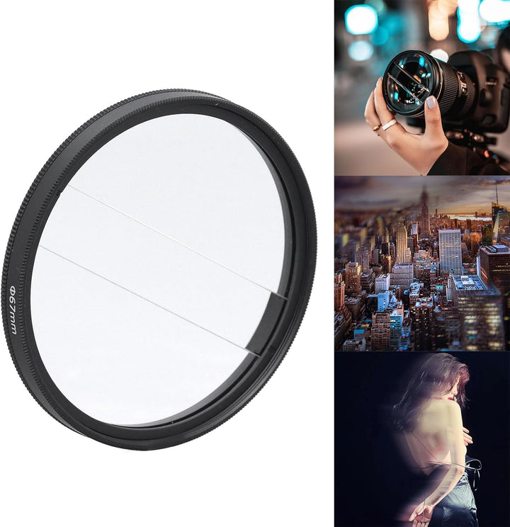62Mm Doppel Split Dioptrien Filter, Unschärfe Spezialeffektfilter mit Aluminiumrahmen, Mehrschichtig