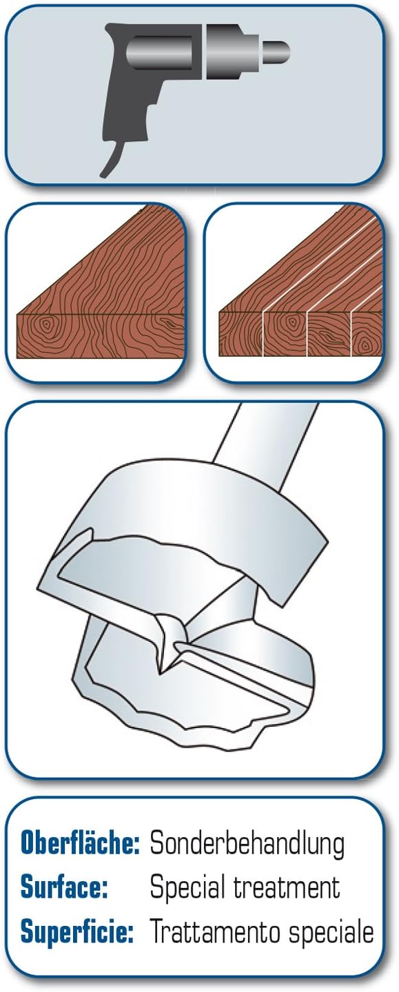 Alpen 23904500100 Maschinen-Forstnerbohrer Wave Cutter, ∅ 45 mm, L1 90 mm, 45 mm