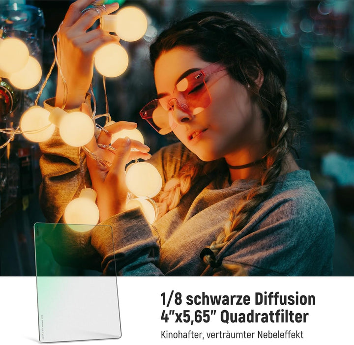 NEEWER Rechteckfilter Black Diffusion 1/8 Filter verträumter Effekt 4"x5.65" Square Kinofilter (rech