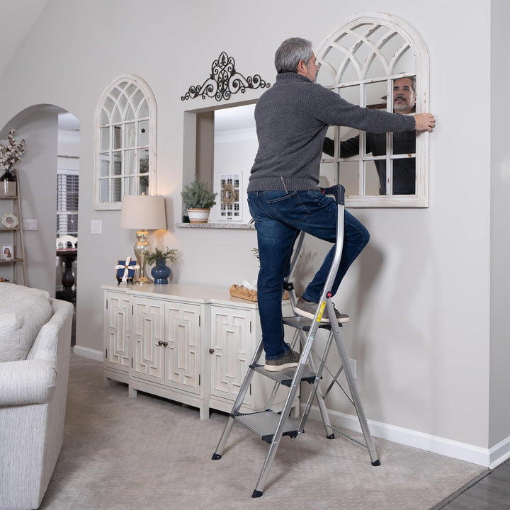 Hailo LivingStep Comfort, Alu-Klapptritt, 3 Stufen, hoher Sicherheitshaltebügel, Füsse mit Soft-Grip