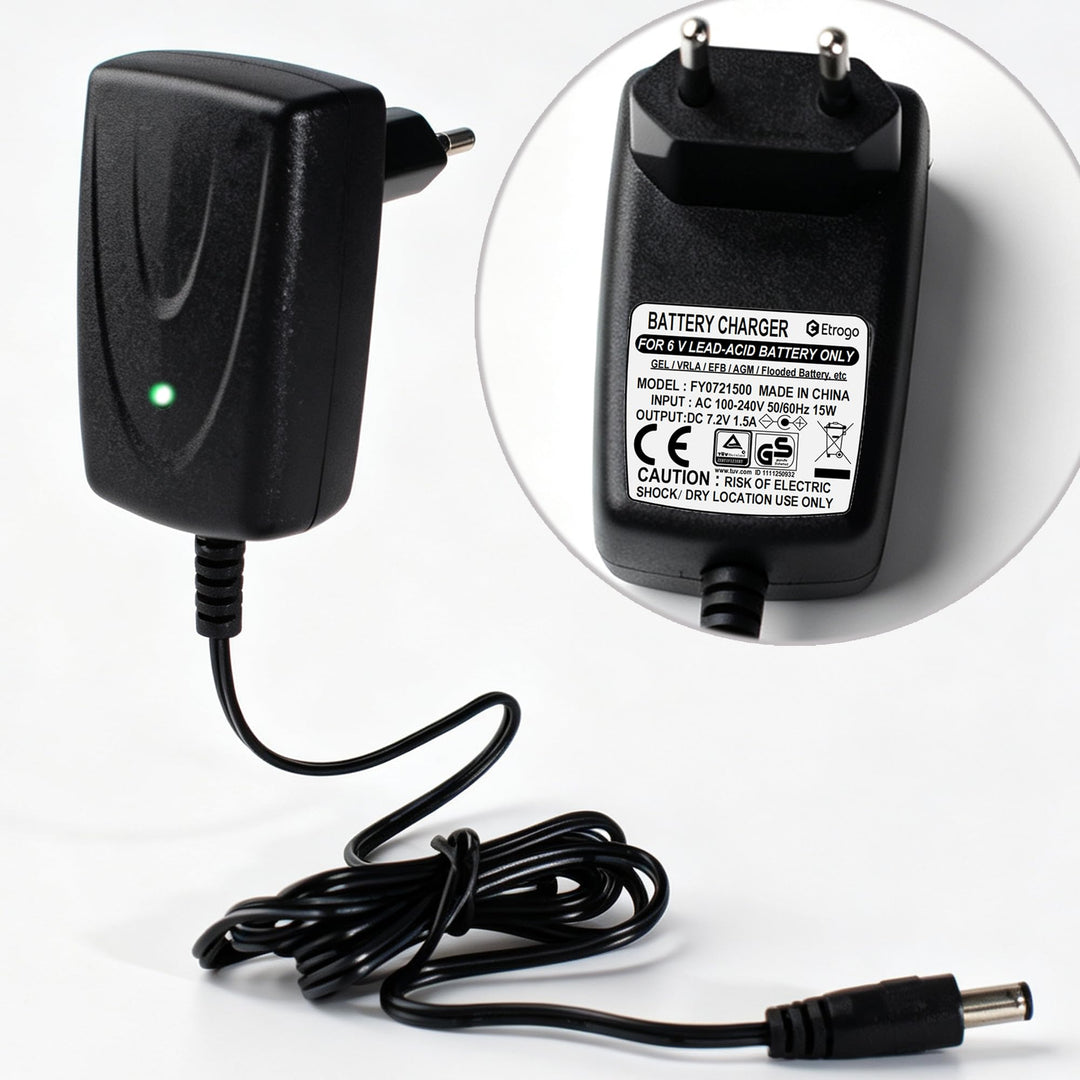 Etrogo 6V 1.2A Blei-Säure-Batterieladegerät (Ausgang 55 * 21mm) | Lebensdauer ≥30000h für 6V Bleibat