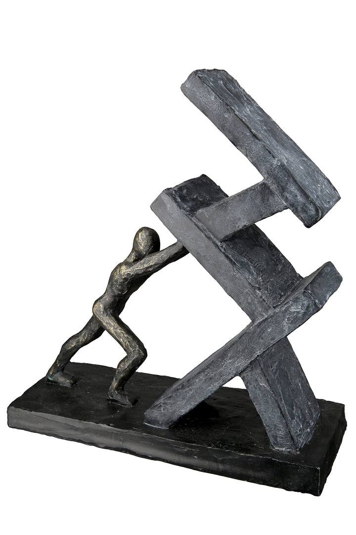 Casablanca modernes Design GILDE Deko Skulptur Figur - Sütze - Holding Kunstharz anthrazitfarben, br