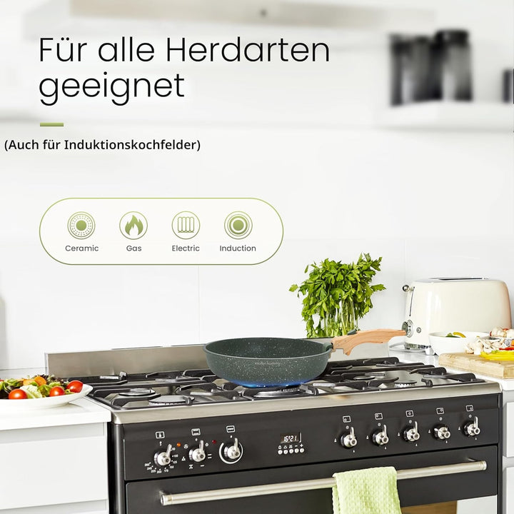 Kitchen Academy Pfannenset mit abnehmbaren Griffen, Töpfe und Pfannen Set mit Deckel, Induktions Töp