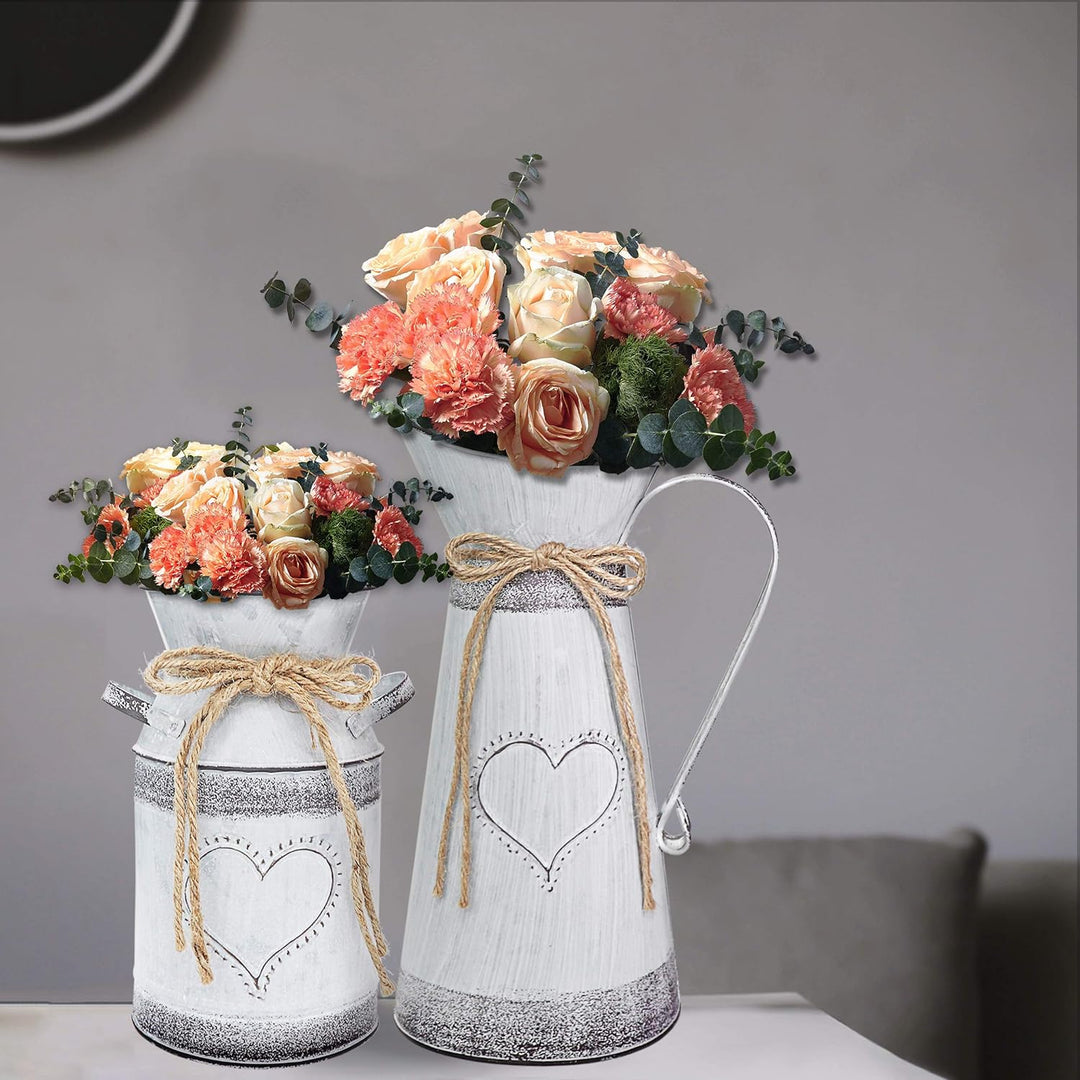 Fovasen Metall Shabby Chic Vase im französischen Stil hohe dekorative Vase mit einzigartigem Design