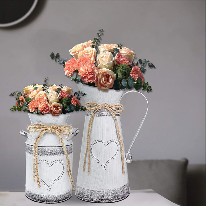 Fovasen Metall Shabby Chic Vase im französischen Stil hohe dekorative Vase mit einzigartigem Design